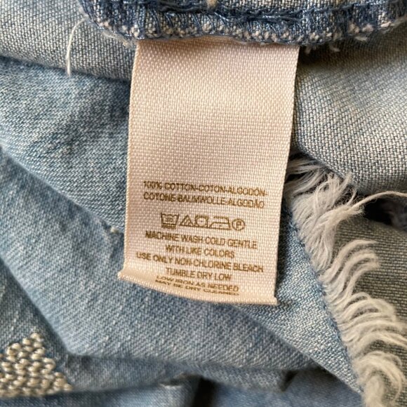 Free People Dress Womens M Denim Lightweight Embroidered Sun Mini Sleeveless - Picture 11 of 11